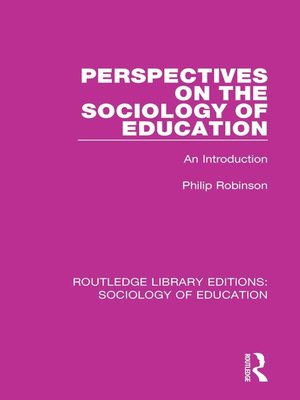 cover image of Perspectives on the Sociology of Education
